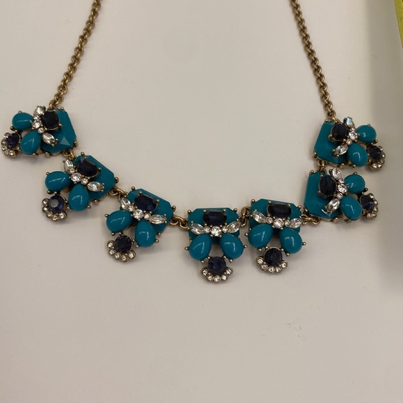 J. Crew Blue Crystal rhinestone Statement Necklace - EUC - Picture 3 of 4